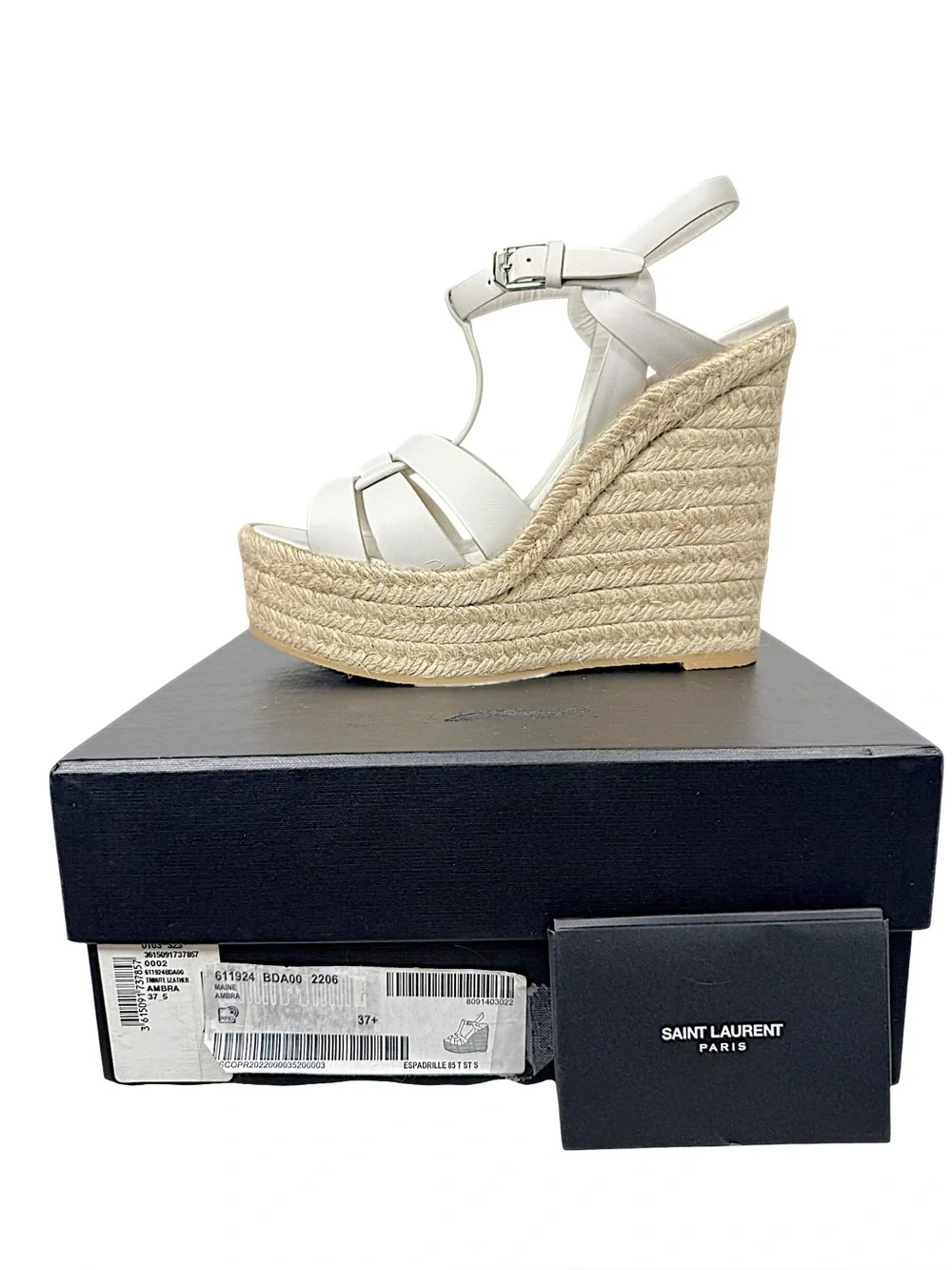 Saint Laurent Tribute Espadrille Wedge Sandals 37.5